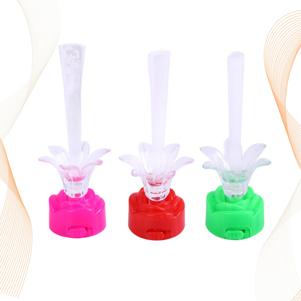 20 Pcs LED Rose Flower Fiber Light Colorful Fiber Optic LED Rose Lamp Wedding Centerpiece Night Light for Home Party (Random Color)