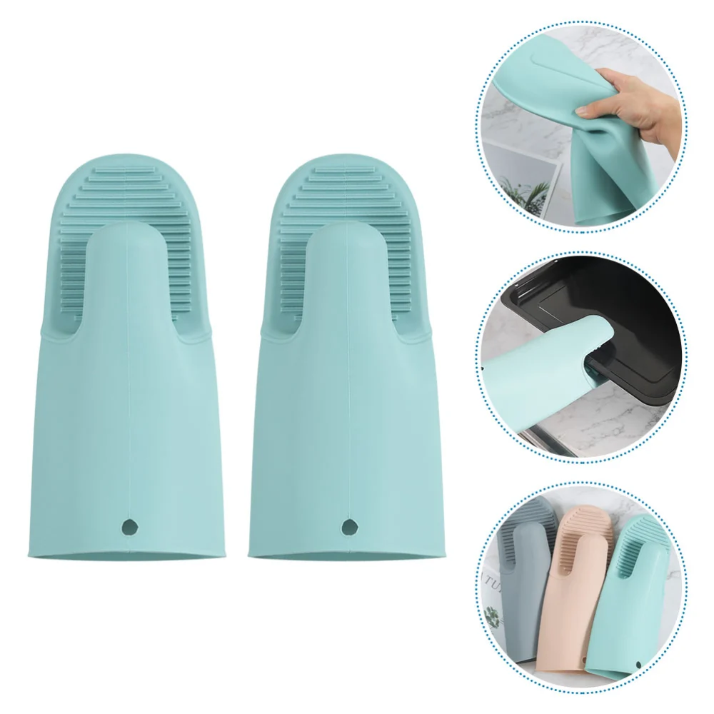 1 Pair of Kitchen Oven Gloves Oven Silicone Gloves Thick Silicone Gloves Anti-slip Oven Gloves