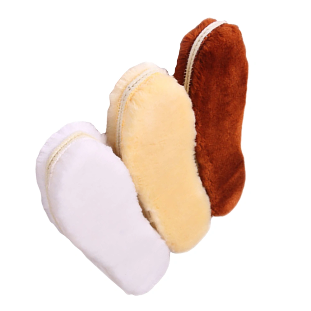 3 Pairs Winter Warm Insoles Thicken Shoe Pads Fashion Plush Shoe Pads Simulation Wool Insoles (Size 43 Random Color)