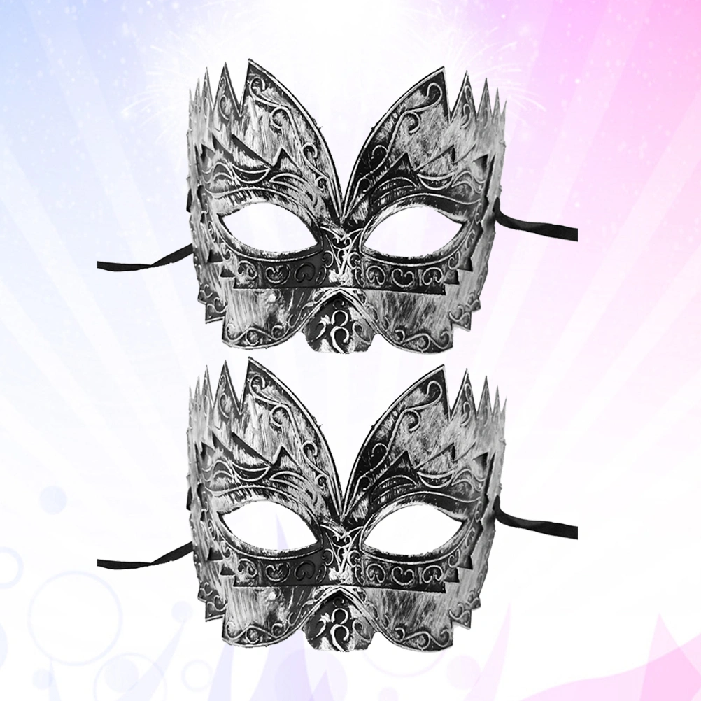 2pcs Vintage Half Face Mask Costume Prop Mask for Masquerade Cosply Costume Party Performance Dancing Party (Silver)