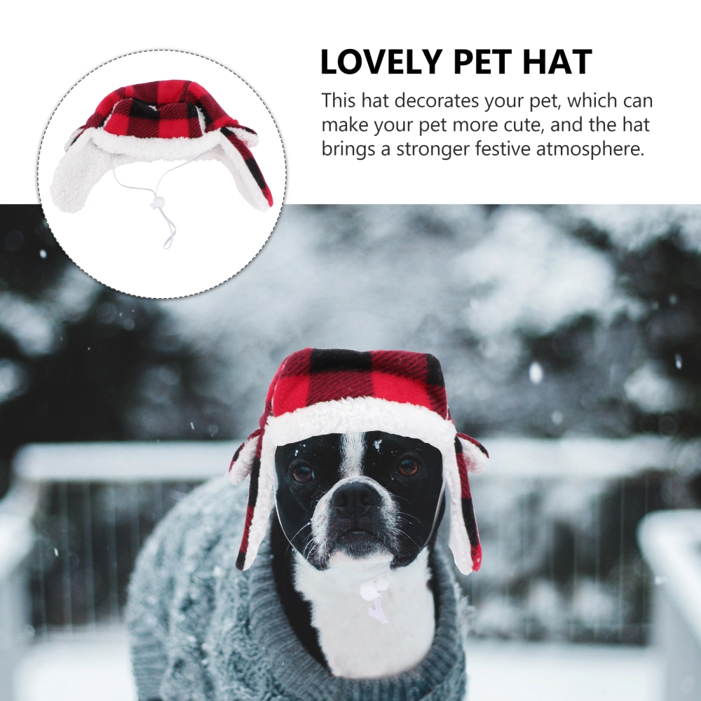 1Pc Adorable Pet Hat Pet Plush Hat Warm Beret Winter Costume (Black, Red)