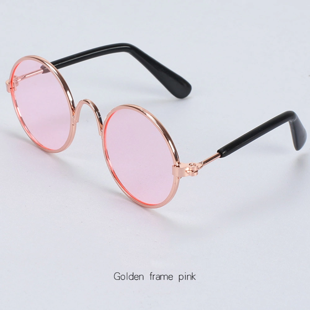 6pcs Adorable Eyewear Glasses Practical Sunglasses Durable Glasses Funny Party Eyeglasses for Pet Cat Dog Puppy (Gold Frame Yellow + Gold Frame White + Gold Frame Pink + Gold Frame Tawny + Gold Frame Black + Gold Frame Crystal Red)