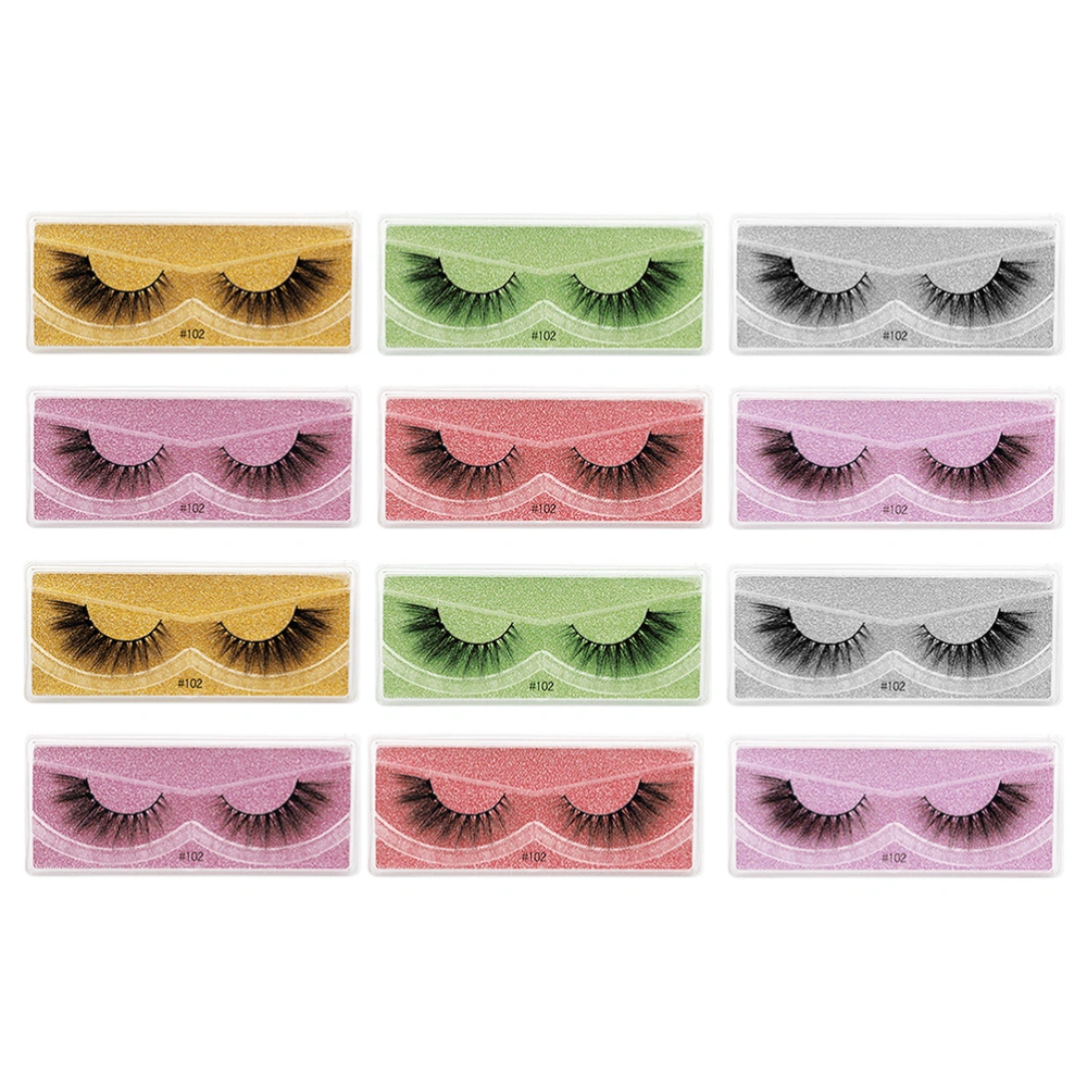 12 Pairs Girl Makeup Fake Eyelashes Grafting Fiber Eyelashes Eye Beauty Lashes