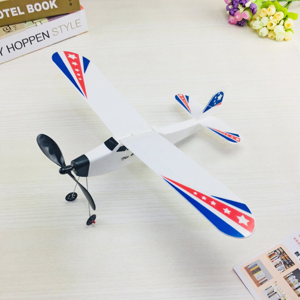 Toy DIY Rubber Band Powered Aircraft Glider Airplane Model Outdoor Sports Flying DIY Handmade Toys (Random Style)