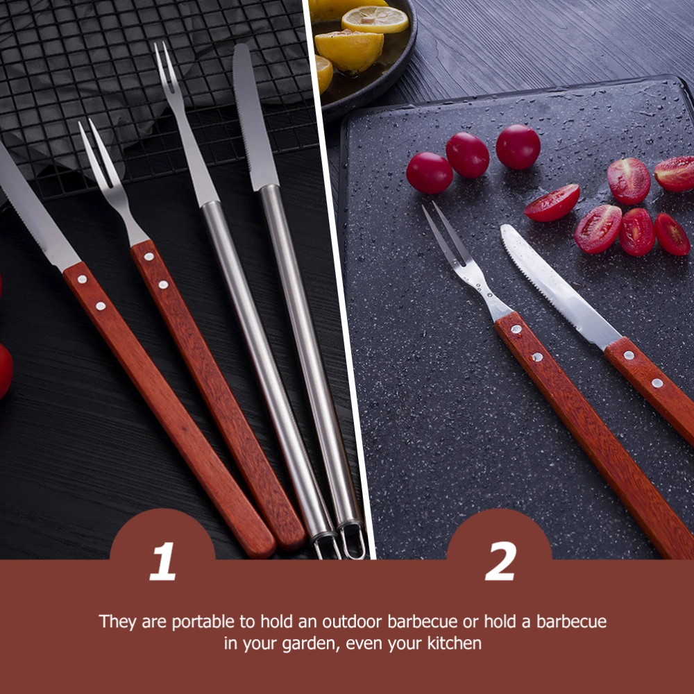 1 Set Stainless Steel Cutter and Fork Outdoor Barbecue Cutter and Fork Barbecue Supplies