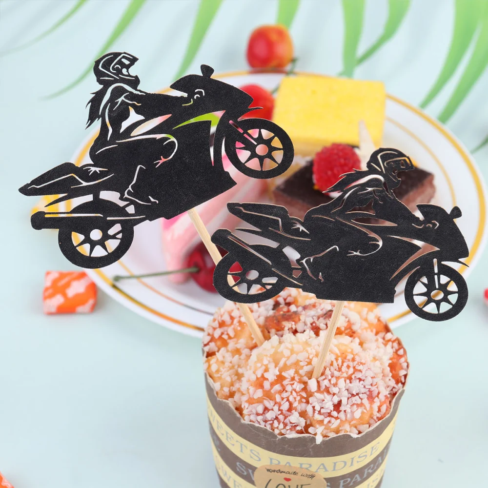 40pcs Motorcycle Style Cake Inserts Creative Cake Toppers Cool Cake Ornaments Cake Pick for Shop Party (Moto Style 1)