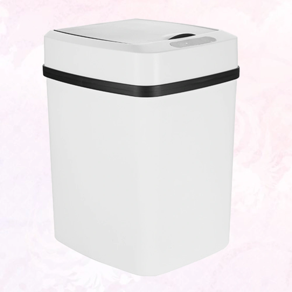 1pc Electric Smart Trash Can Automatic Induction Dustbin with Lid Waste Bin for Home Living Room Kitchen (White)