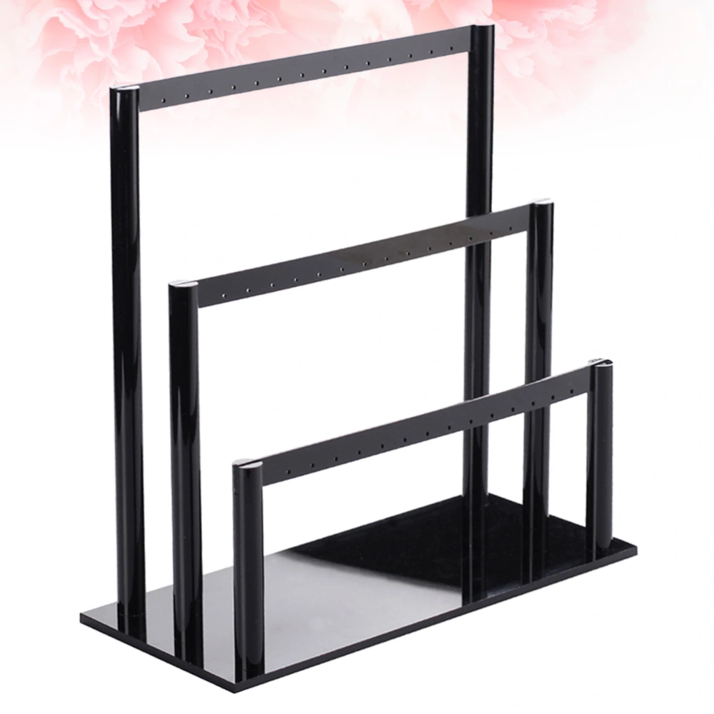 Acrylic Earrings Holder Multi-layer Jewelry Rack Jewelry Display Stand Eardrop Organizer (Black)