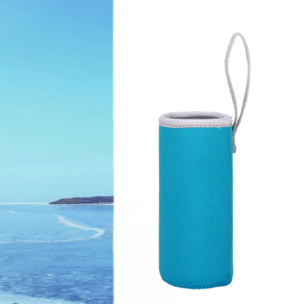 550ML Water Bottle Carrier Bag Pouch Cover Insulated Water Bottle Holder Cup Sets Great for Stainless Steel Glass or Plastic Size - 6.8*19CM (Lake Blue)