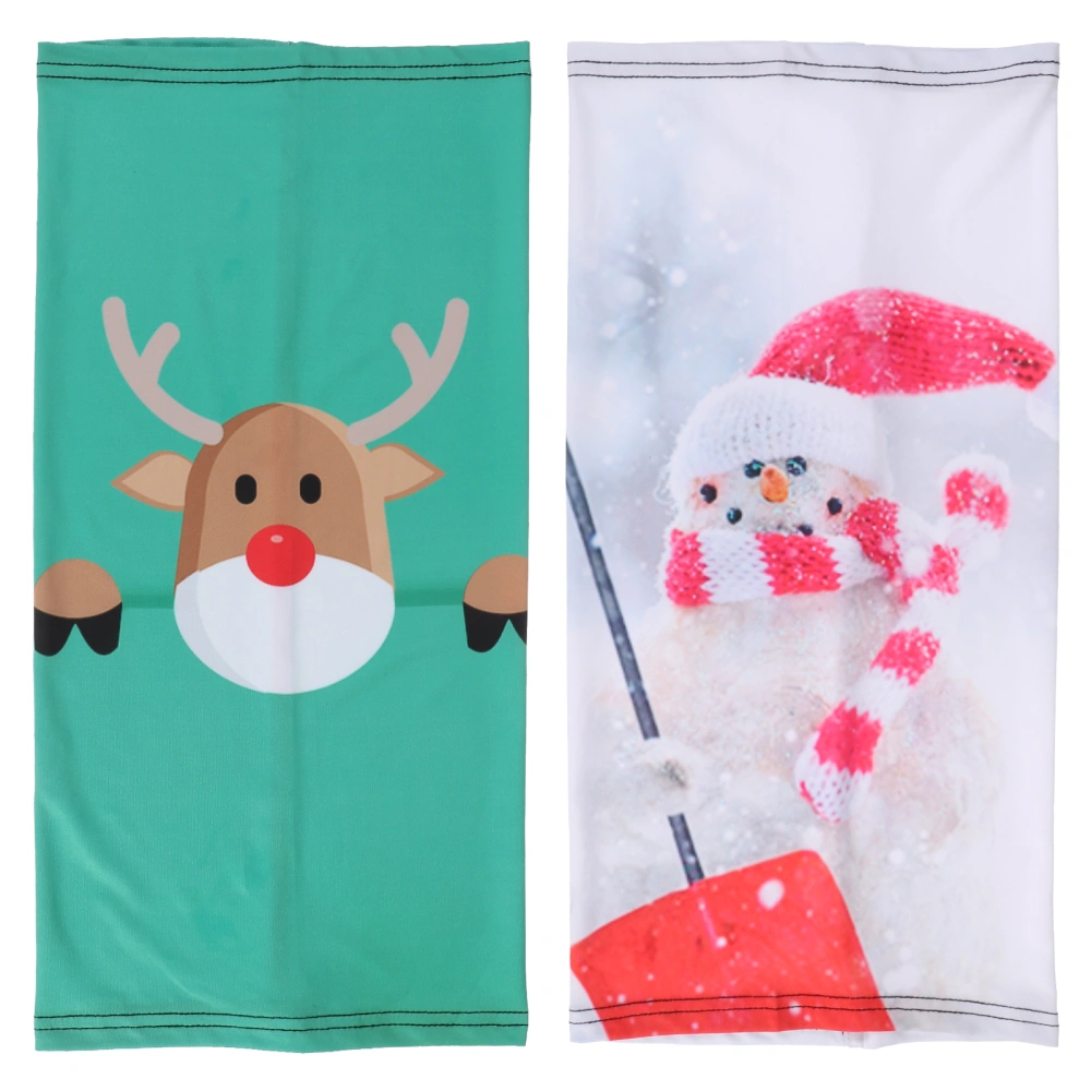 2pcs Cycling Face Scarf Riding Headscarf Xmas Theme Face Scarf Face Cover