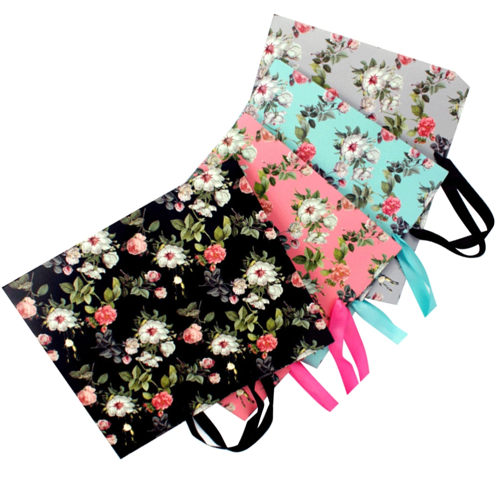 4pcs Souvenir Bags Printing Gift Bags Floral Paper Bags Gift Packaging Bag Portable Tote Bags Flower Handbag (Random Color)