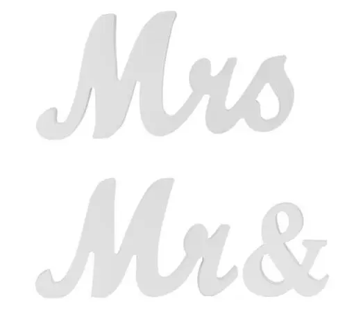 1 Set Wedding Valentine's Day Wooden Sign Mr & Mrs Table Decorations Desktop Centerpiece