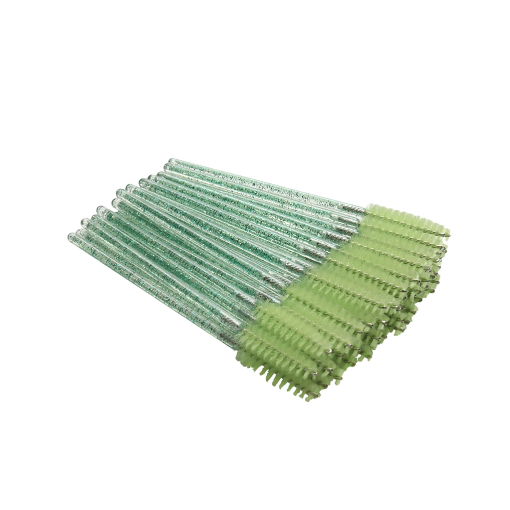 100pcs Disposable Eyelash Mascara Brushes Crystal Rod Eyelash Applicator Makeup Brushes (Green)