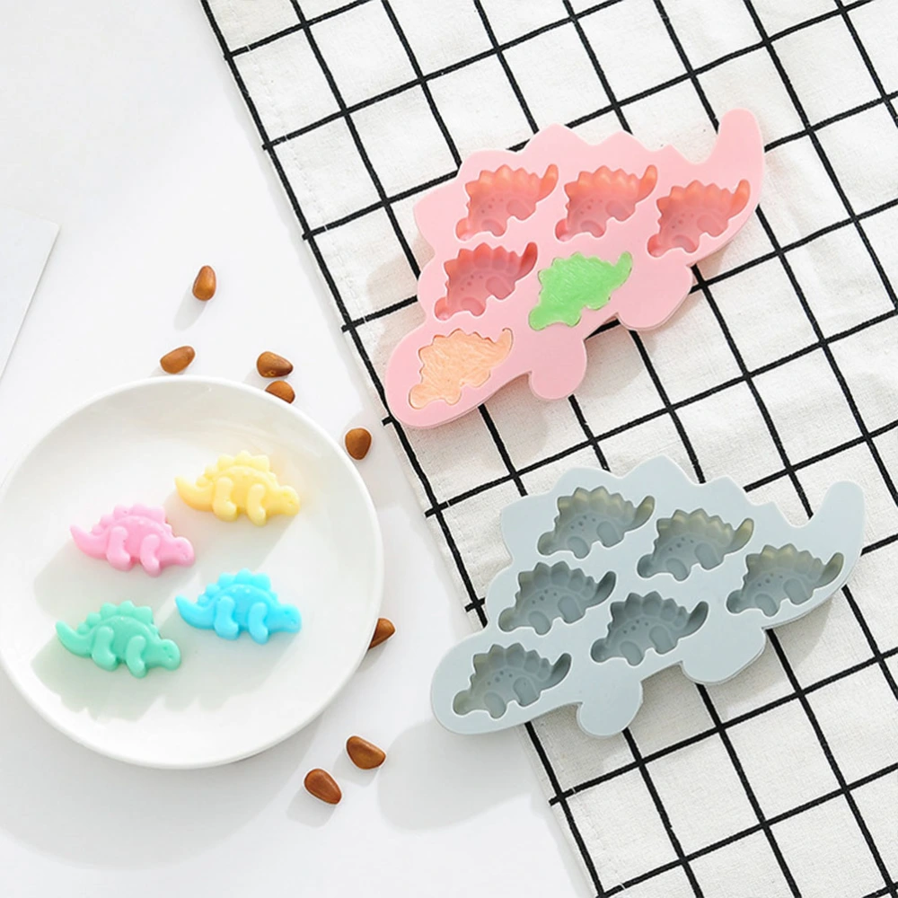 4pcs Ice Mold Silicone Dinosaur Shaped Ice Cube Mold Chocolate Mould Kitchen Gadget for Home (Blue + Pink + Green + Beige)