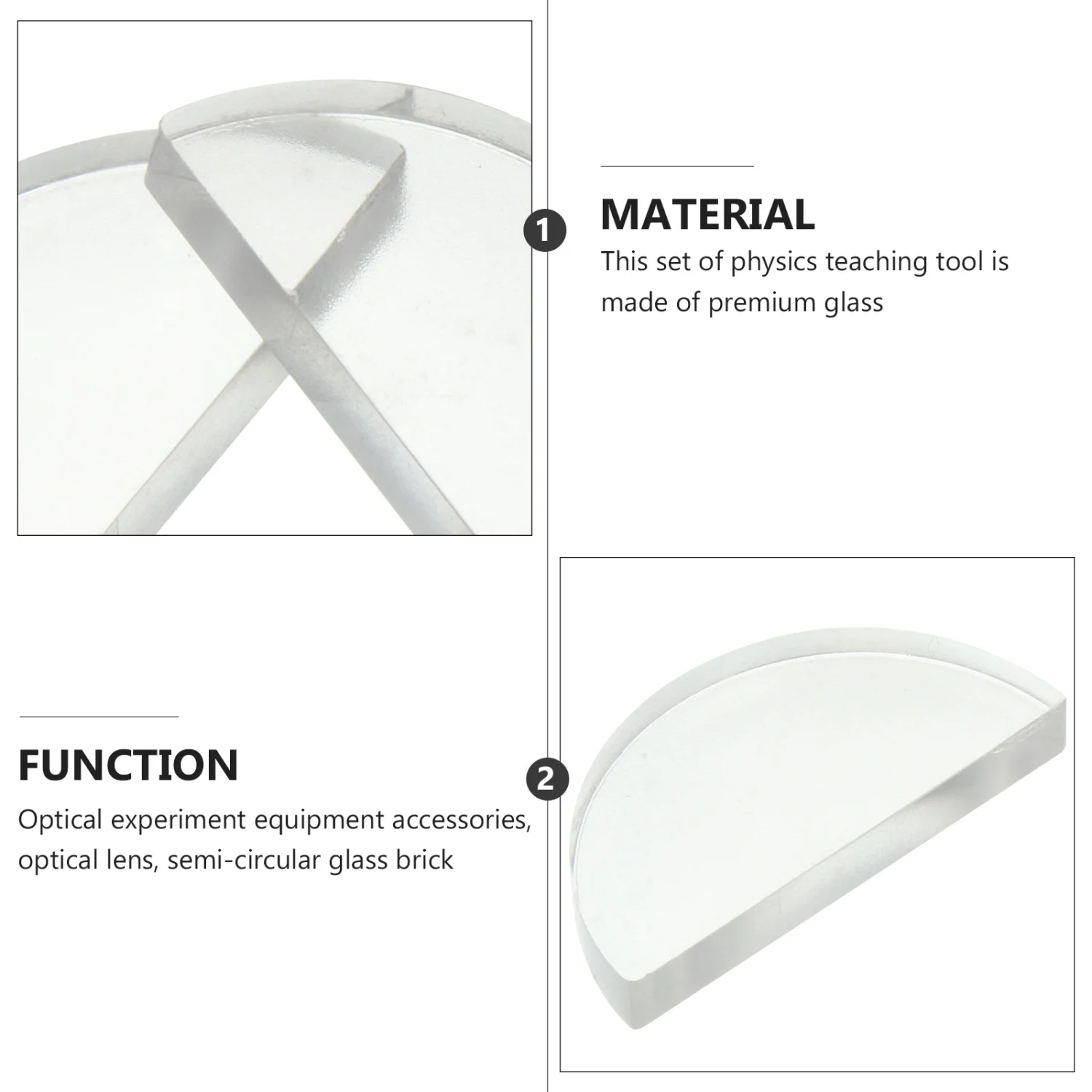2pcs Optical Glass Lens Physics Light Teaching Aids Educational Glass Lens