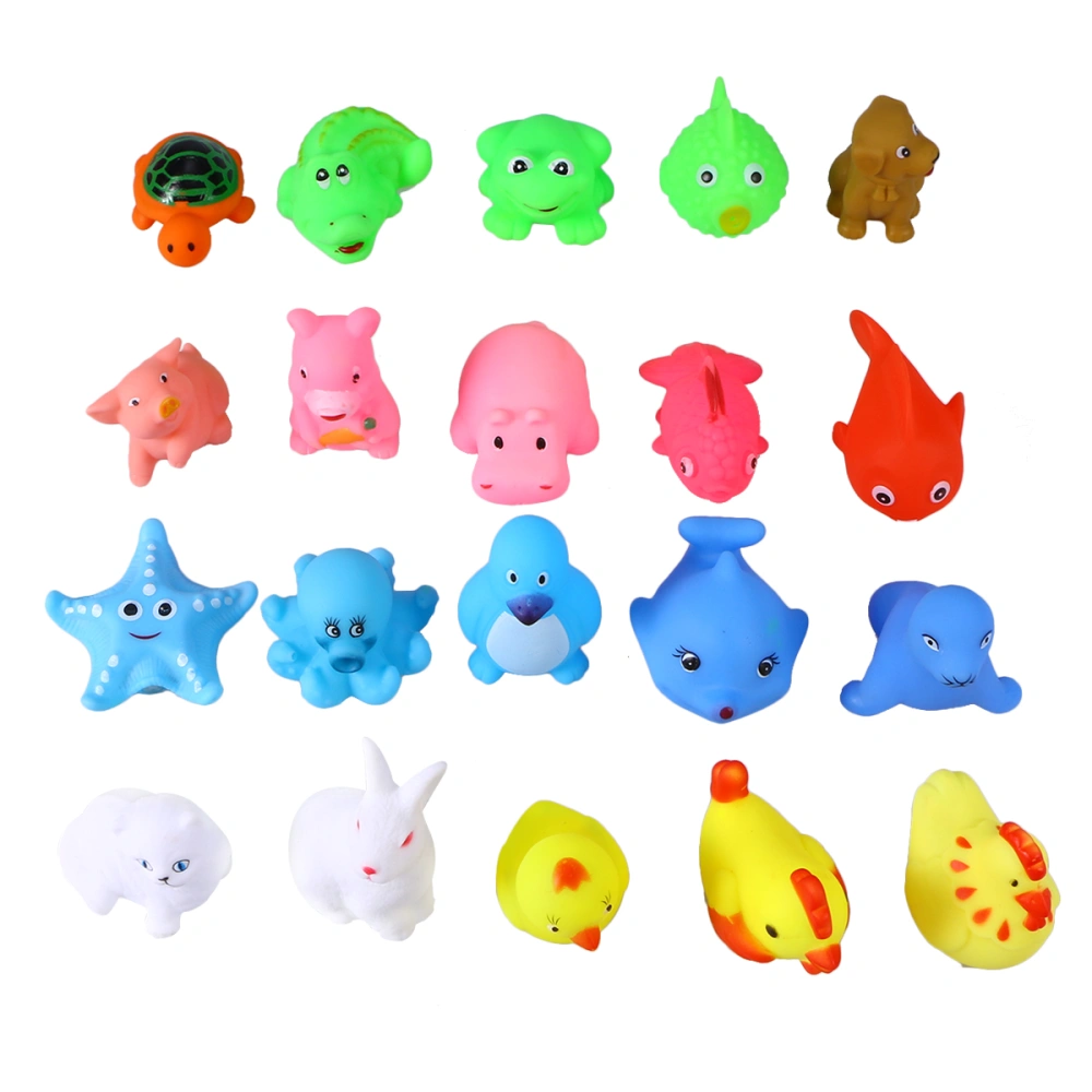 20 Pcs Baby Bath Time Fun Mini Animals Squeeze Squeakers and Squirters Rubber Bathtub Toys