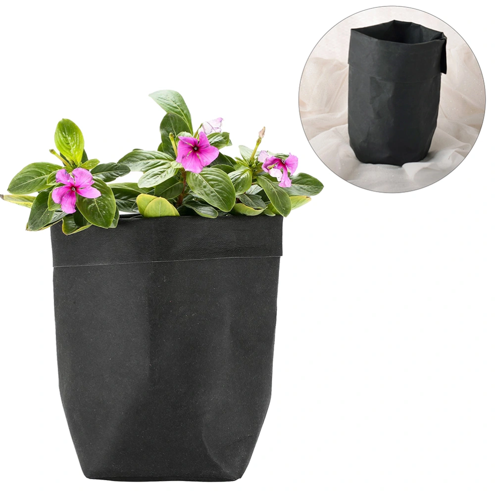 Washable Kraft Paper Container Decorative Reusable Paper Bag Organizer Flowerpot Cover Toy for Decoration and Storage Size S(Black)