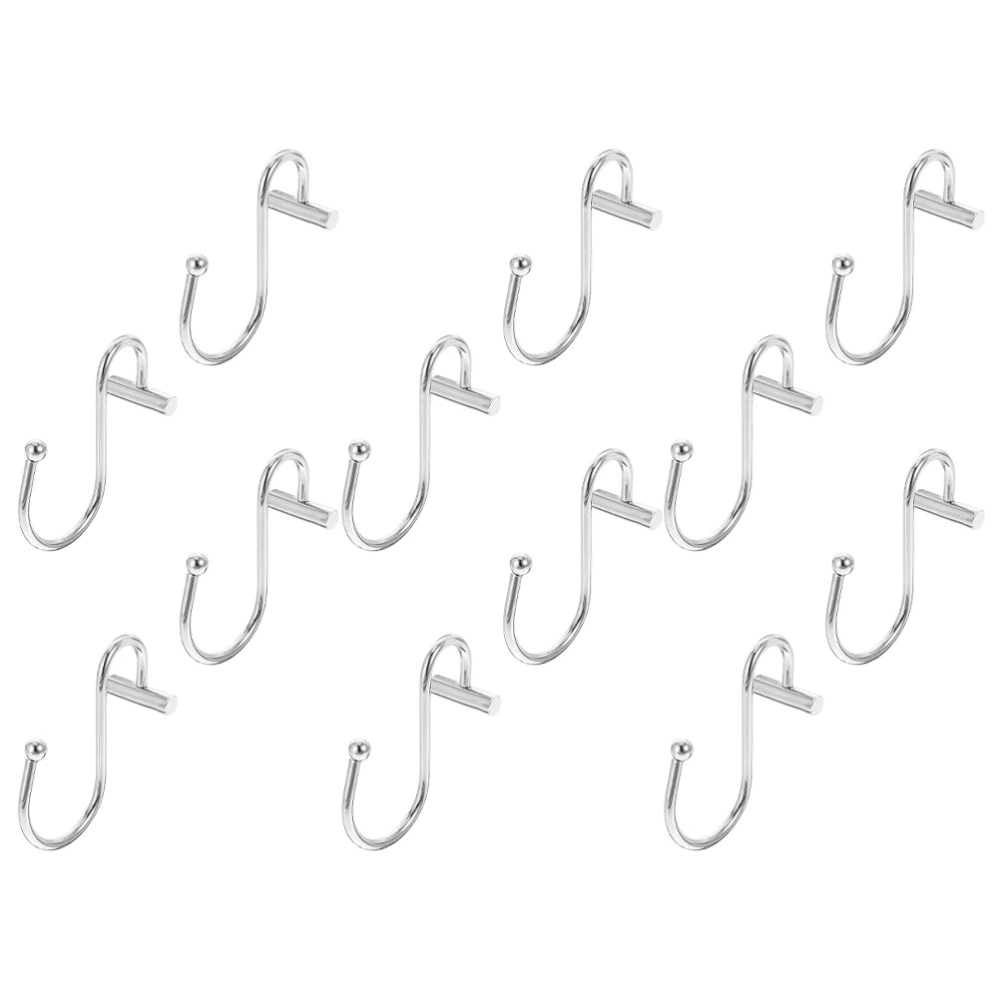 12Pcs Bathroom Curtain Hooks Shower Curtain Hooks S-shaped Curtain Hanger