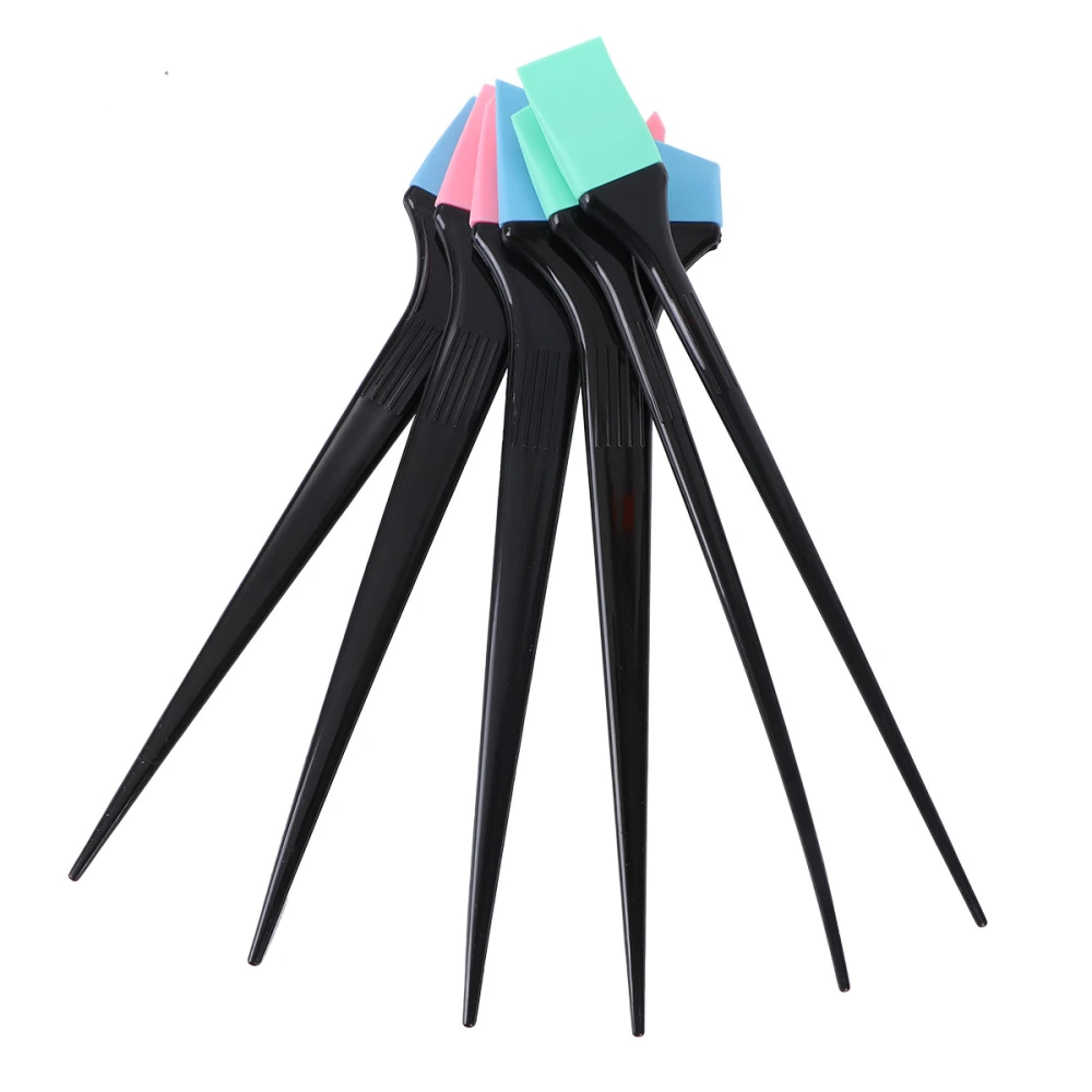 6PCS/Set Silicone Scraper Hair Dyeing Brush Tool Hair Coloring Brush Highlights Color Mixing Stirrer Kit For Hairdressing Use(Black)