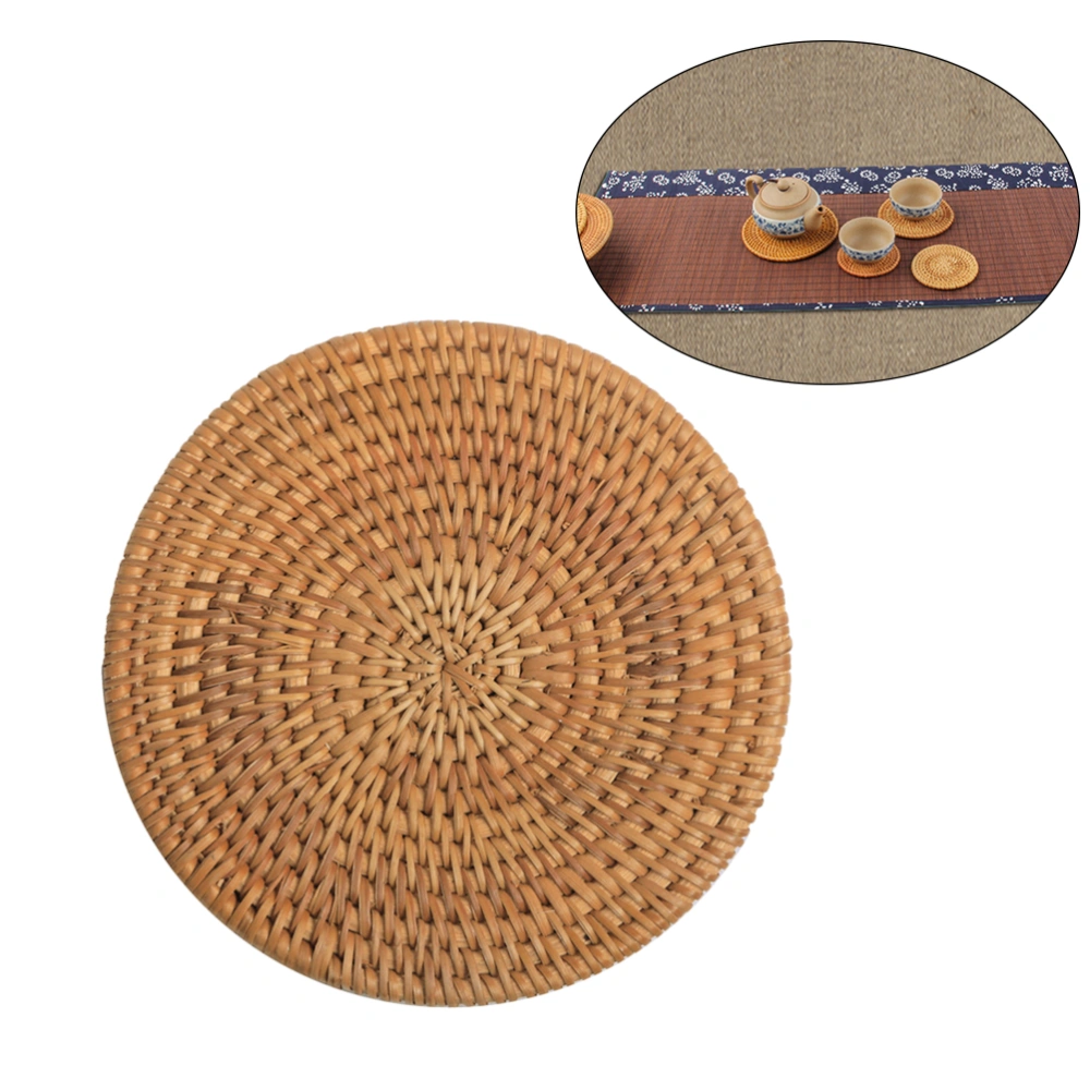 Rattan Coaster Non-slip Heat Resistant Cup Holder Cup Mat for Home Kitchen Decor (18 cm)