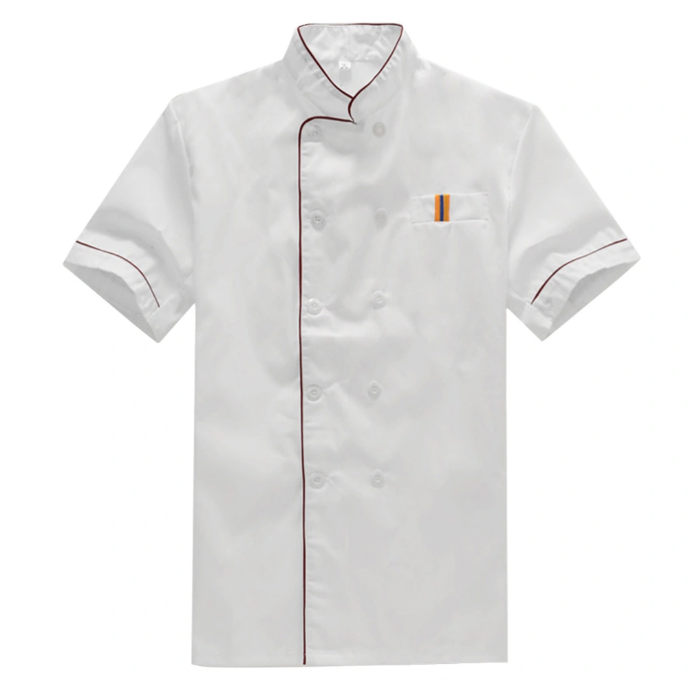 Unisex Summer Short-sleeved Chef Uniform Basical Chef Tops Catering Shirt for Bakery Hotel Restaurant - Size XXXL (White)