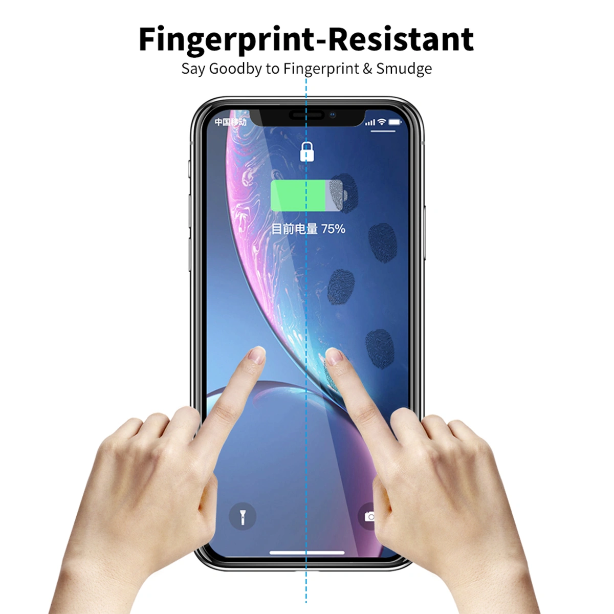Hard Anti-stain Anti-scratch Full Screen Tempered Glass Film Anti-Fingerprints Phone Screen Protector Compatible for iPhone X and iPhone XS Black