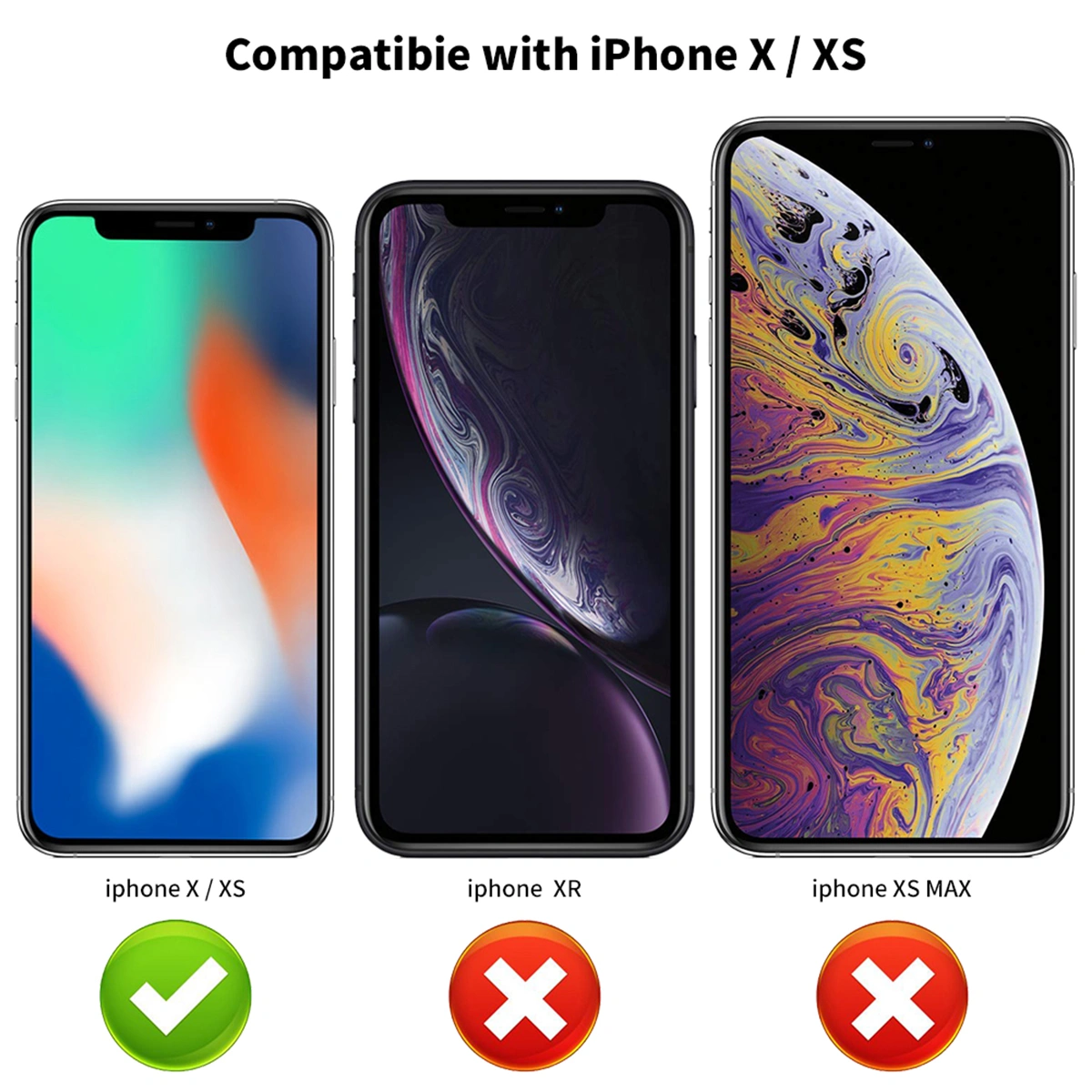 Hard Anti-stain Anti-scratch Full Screen Tempered Glass Film Anti-Fingerprints Phone Screen Protector Compatible for iPhone X and iPhone XS Black