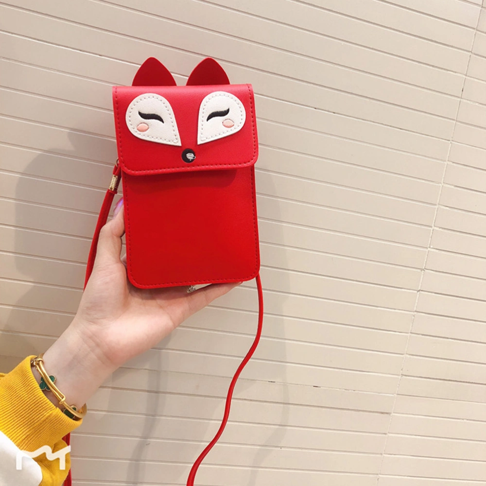 Cartoon Phone Bag Fashion PU Mini Shoulder Bag Crossbody Bag Cell Phone Purse (Fox)