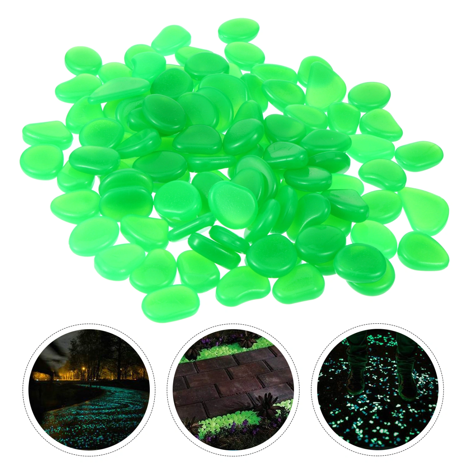 100Pcs Luminous Stones Glow in The Dark Garden Pebbles Rocks Fish Tank Decor