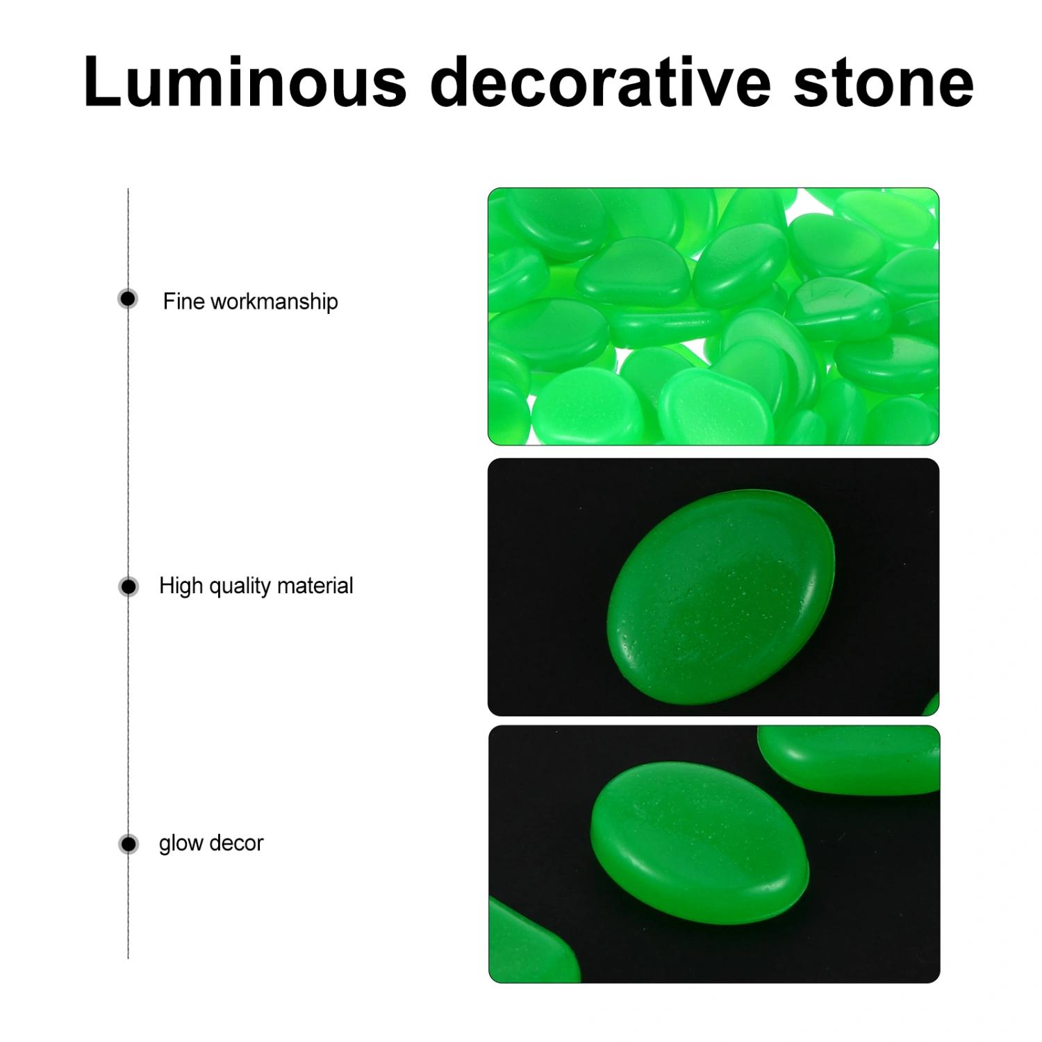 100Pcs Luminous Stones Glow in The Dark Garden Pebbles Rocks Fish Tank Decor