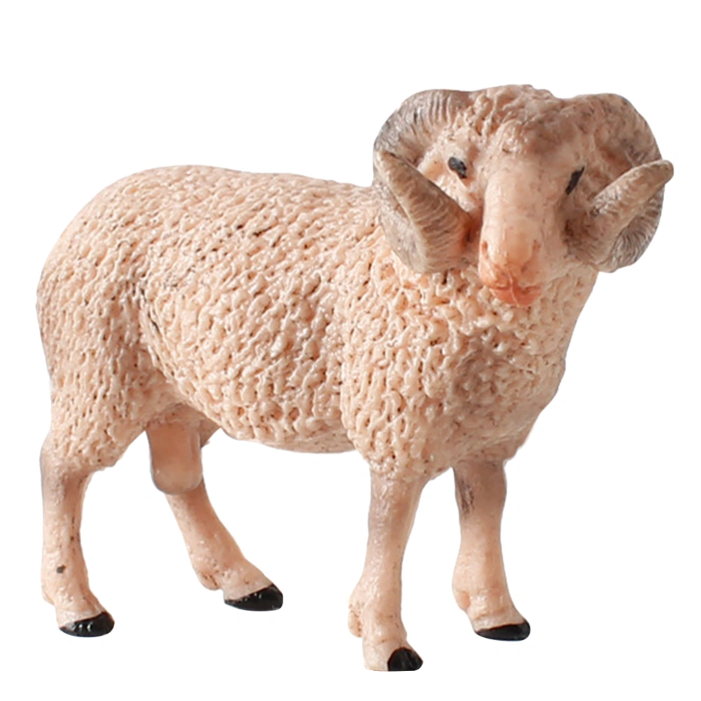 1PC Simulated Wildlife Model Decor Realistic Sheep Model Toy Lifelike Animal Model Crafts Educational Sheep Model Toy for Kids Home School Curved Horn Sheep Style