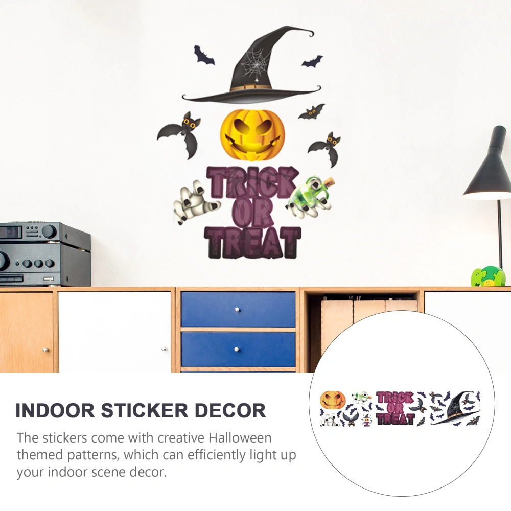 3 Sheets Halloween Style Stickers Exquisite Halloween Decal Decors Scene Decors