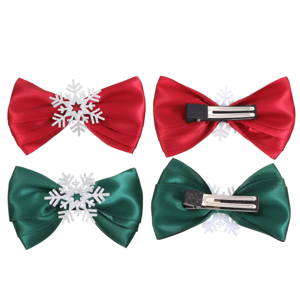 4pcs Christmas Hair Bow Clips Kids Snowflake Hair Clips Hair Barrettes Hairpin