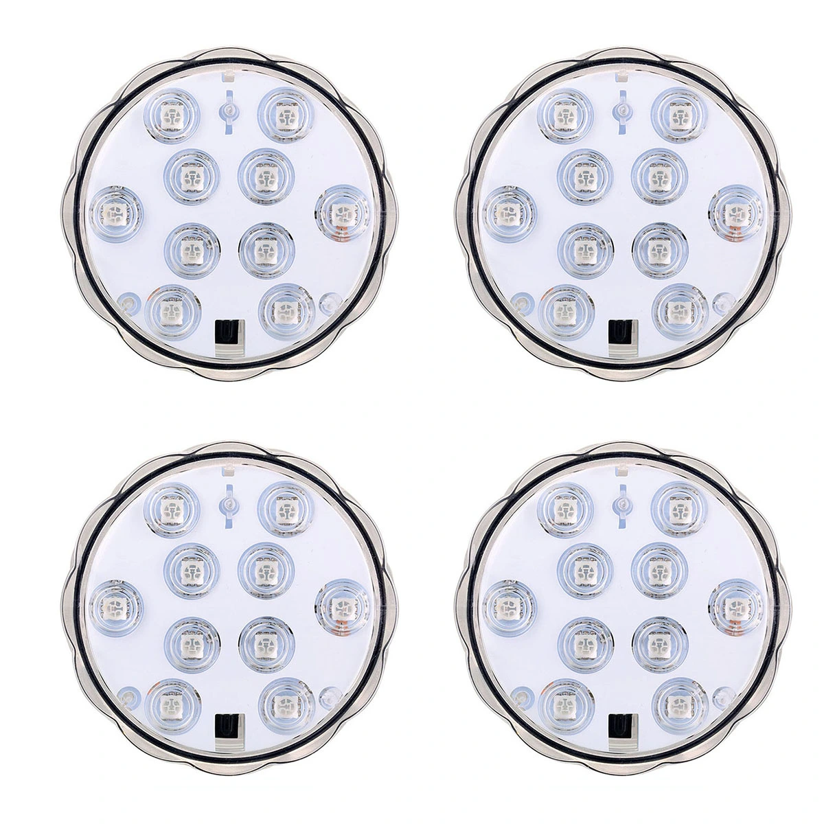 4 PCS RGB Submersible LED Lights Waterproof Battery-operated Underwater LED Lights Wedding Party Vase Base Light Floral Light for Aquarium Wedding Halloween Christmas with - 24 Keys (White)