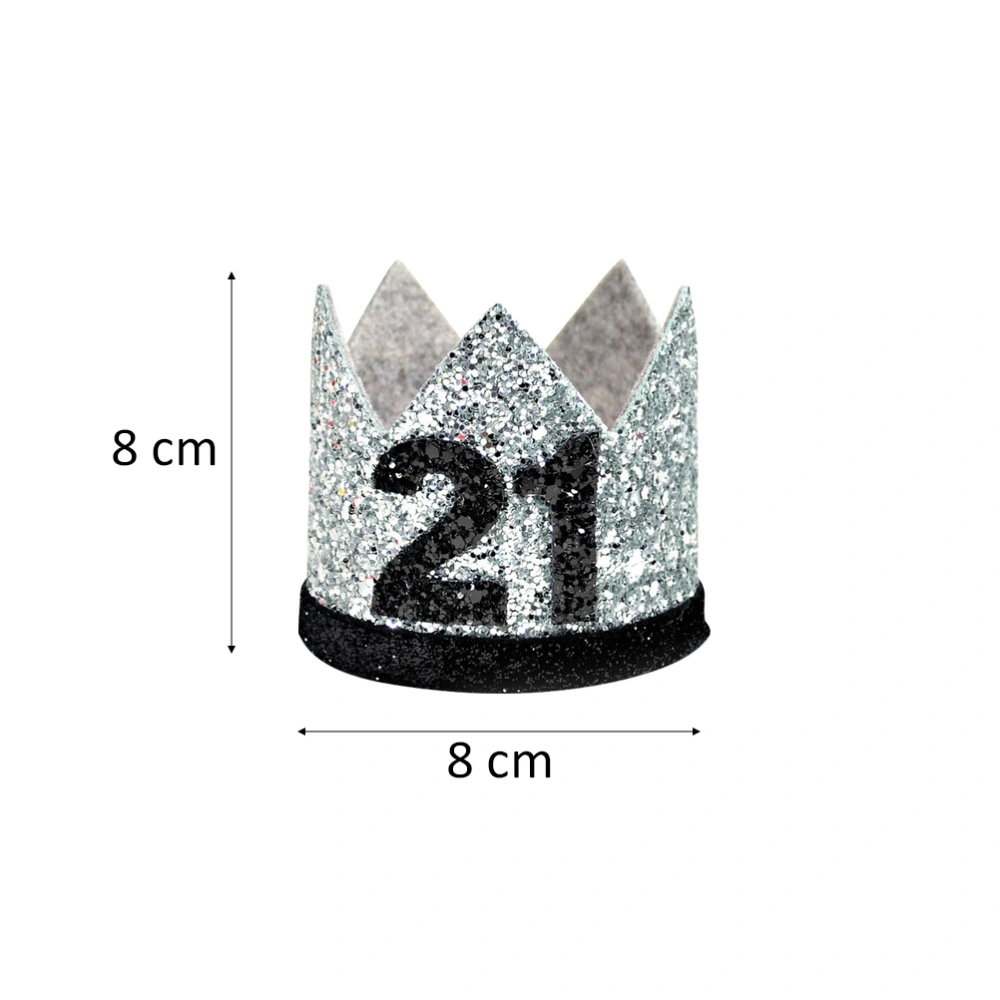 Number 21 Birthday Crown Design Hats Party Glitter Mini Hat Birthday Party Decorations Props- Style B