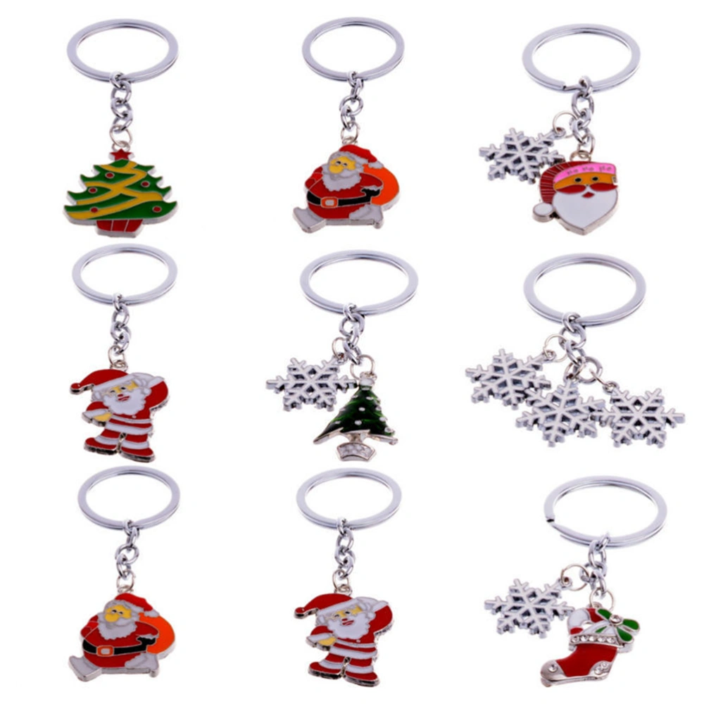 Mini Christmas Tree And Snowflake Design Handbag Keychain Key Ring Decorative Car Key Chain Trinket Souvenir Christmas Gift Key Pendant