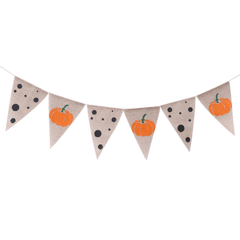 Halloween Bunting Banner Linen Banner Home Party Decorations Halloween Props Supplies (Pumpkin Pattern)