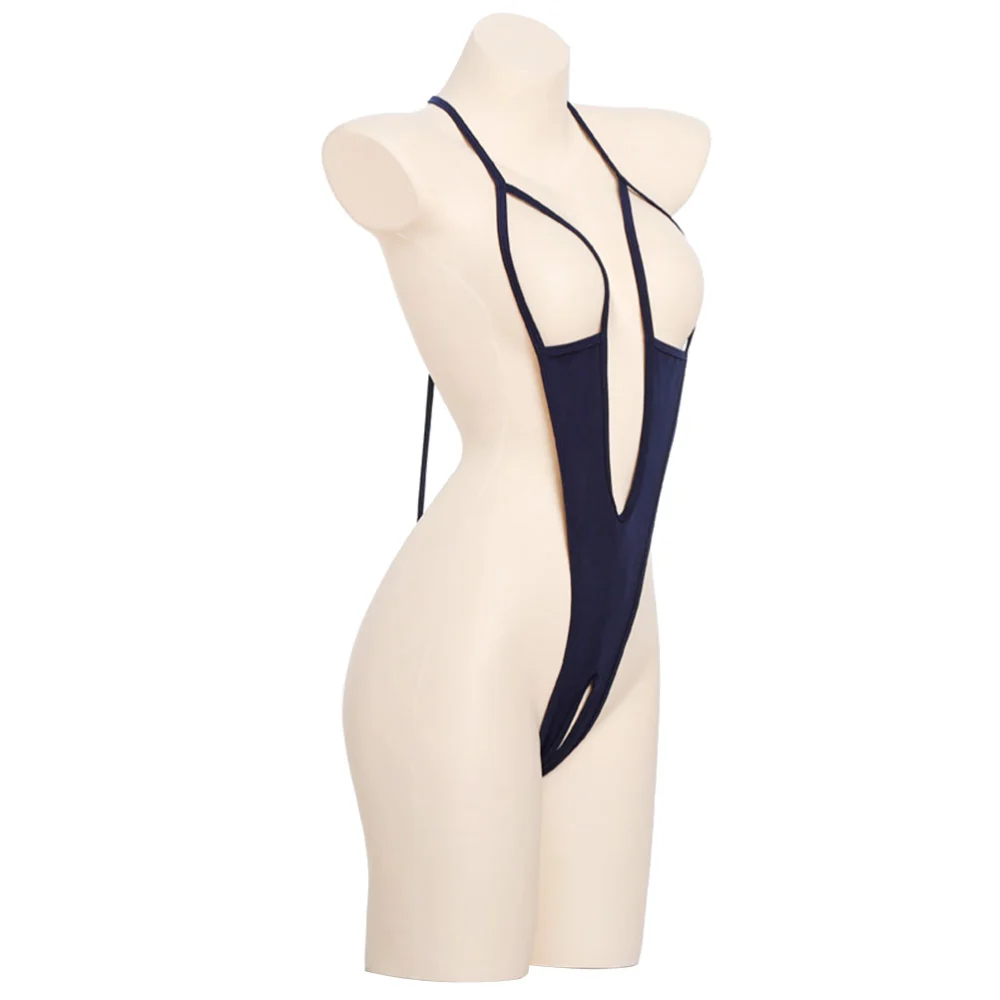 One-piece Sexy Lingerie Hanging Neck Tie Revealable V-pattern Bodysuit Outfit Underwear Clubwear for Women