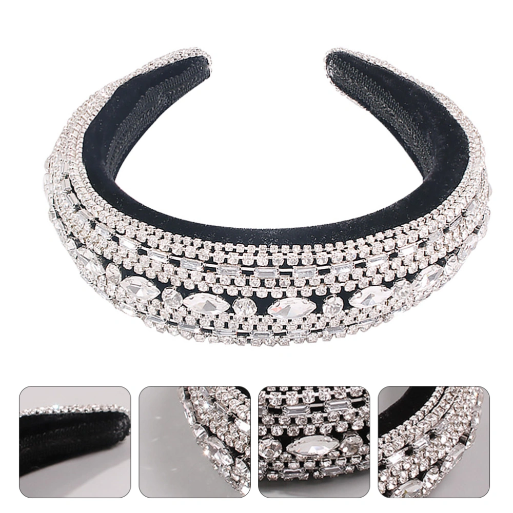 Retro Wide Wedding Hair Accessories Chic Bridal Crowns Rhinestone Headpiece