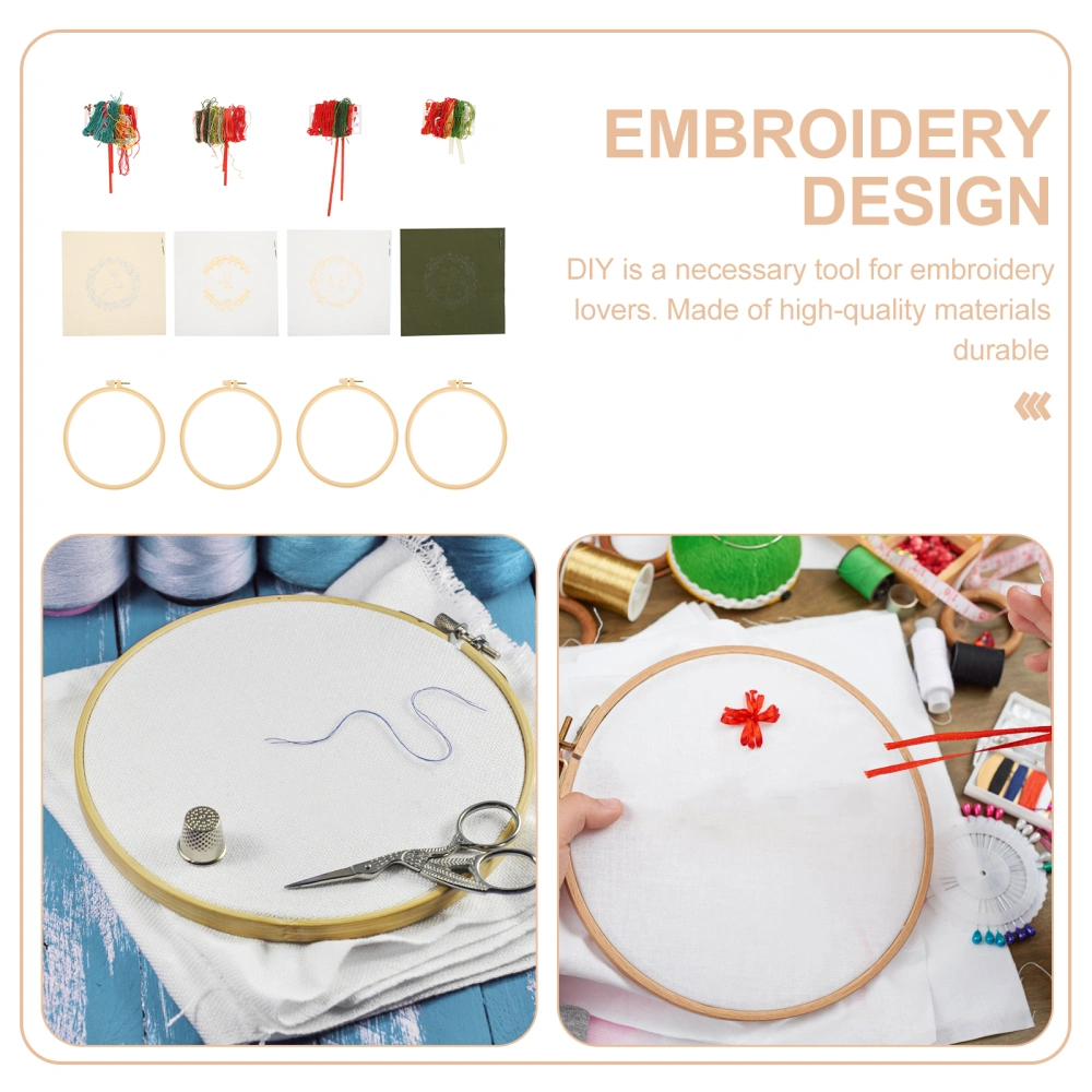 4 Sets DIY Embroidery Tools Household Christmas Style Embroidery Stitching Kit