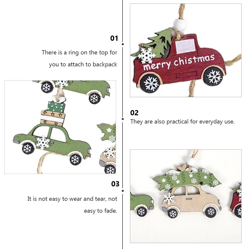 9 in 1 Christmas Theme Wooden Pendant Plaque Xmas Tree Decorative Hanging Ornament - Car