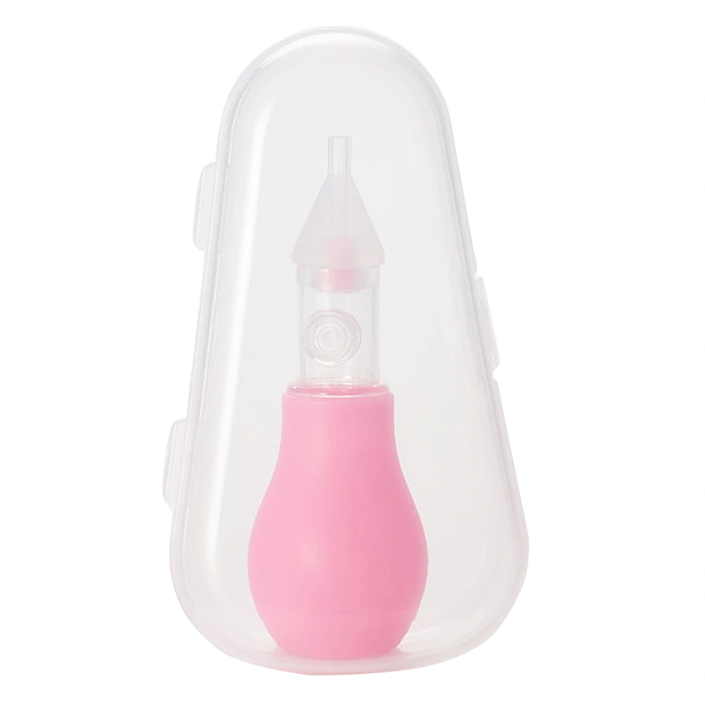 Infant Silicone Nose Aspirator Mucus Remover Baby Suction Nose Cleaner Safe Toddler Snot Vacuum Sucker Tip Cleaner Baby Care Products (Pink Aspirator with Storage Box)