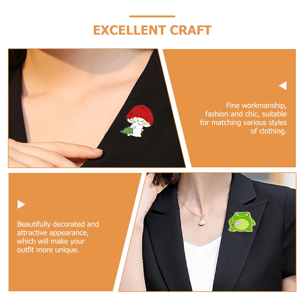 9pcs Cartoon Brooch Mushroom Frogs Brooch Pin Badge Decor for Clothing Backpack Hat