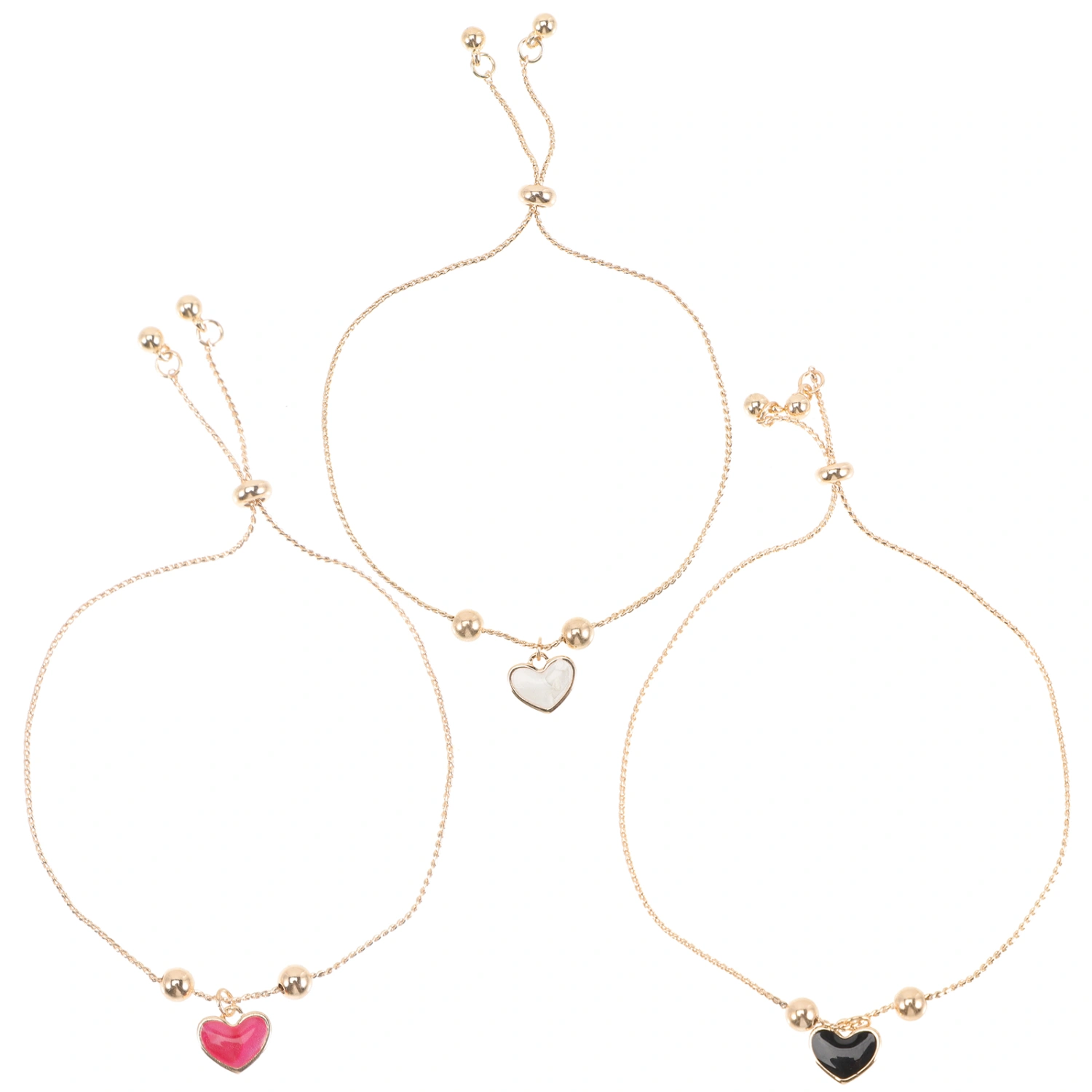 3pcs Heart Charm Bracelet Simple Bracelet Wrist Chain Wrist Decor for Women Girls