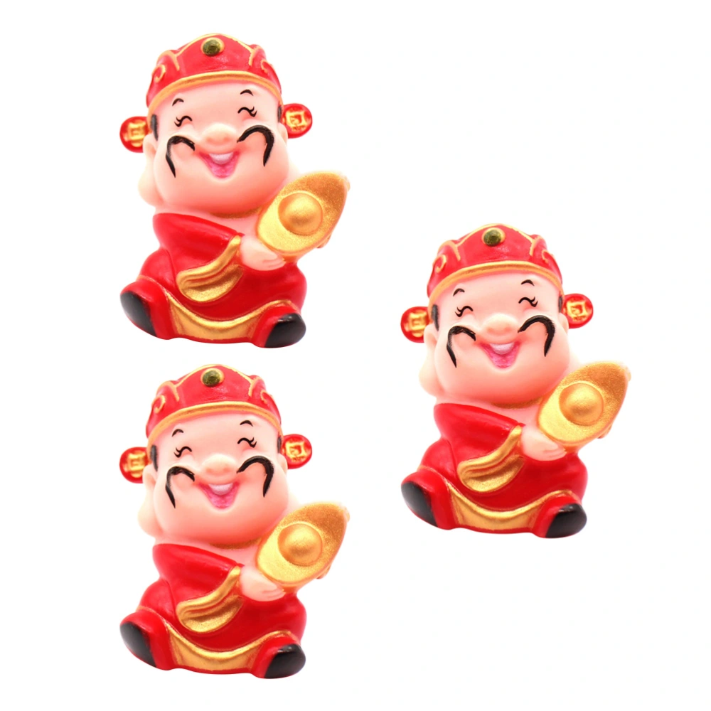 3pcs Chinese Style God of Wealth Scene Bake Layout Adorable Dessert Cake Decoration Cake Toppers (Ingot)