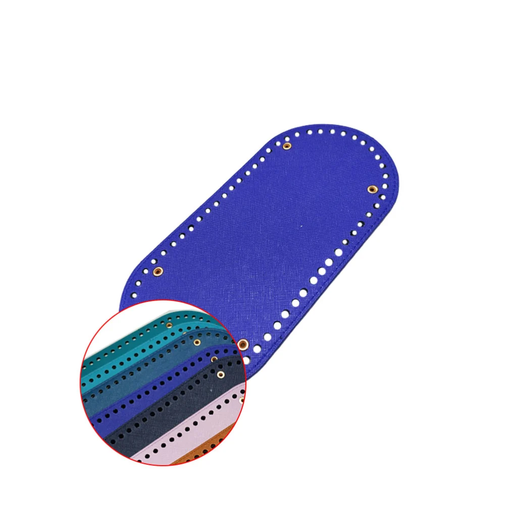 Fashion Cross Grain DIY Sewing Pouch Base Needle Crochet Bottom PU Leather Handmade Knitting Plate Accessories for Sewing Bag Purse Supplies (Deep Blue)