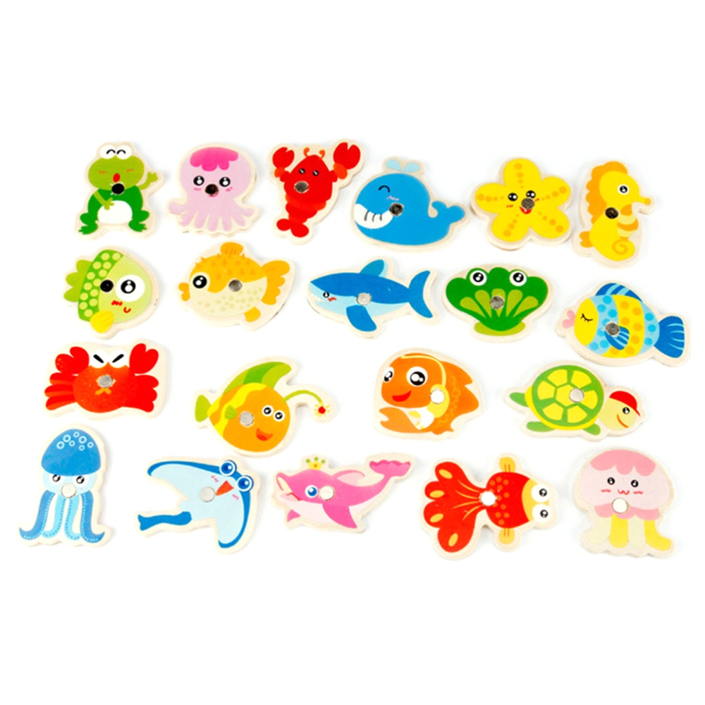 1 Set Magnetic Fish Toys Interesting Fishing Game Set Kids Eduational Supplies Puzzle Pad Round Basket Fish Rod for Baby Children