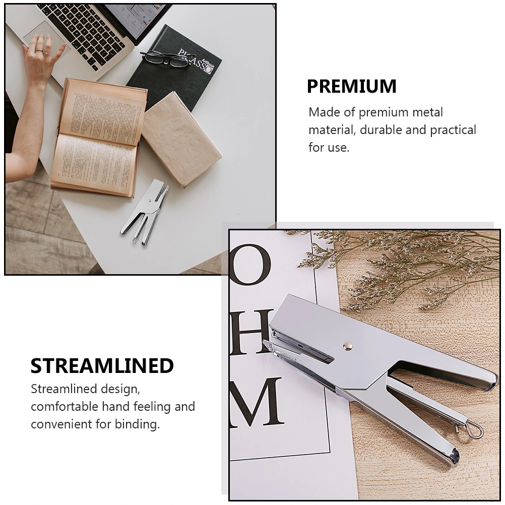 1pc Hand Held Metal Stapler Hand Clamp Metal Binder for Office Home School