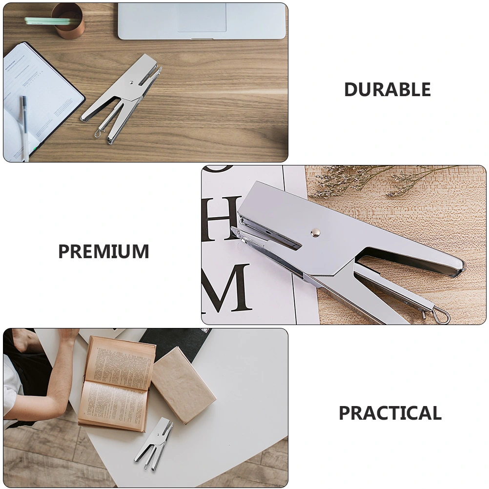 1pc Hand Held Metal Stapler Hand Clamp Metal Binder for Office Home School