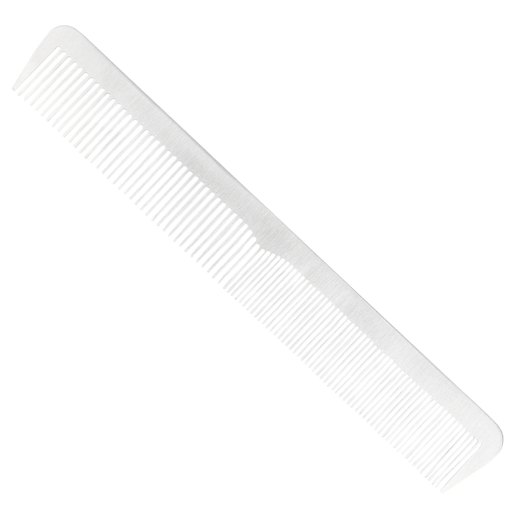 1pc Professional Hair Comb Barber Hairdressing Tool Anti-Static Fine Toothed Titanium Steel Comb for Hair Salon 19x3cm(Silver)